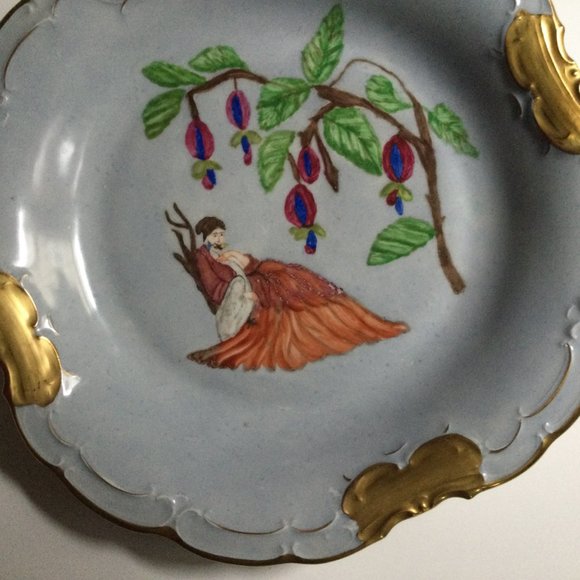 Vintage 1967 Schwarzenhammer Bavaria Germany 13” Cabinet Plate hand painted gold - Picture 6 of 7